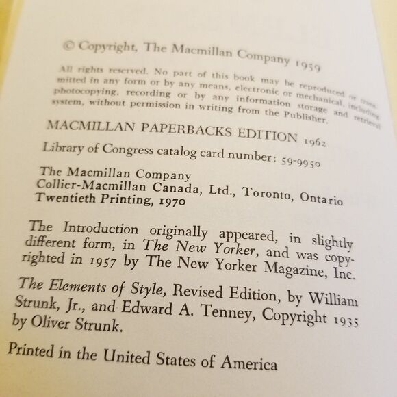Vintage the elements of style paperback book 1970 - Picture 6 of 6